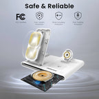 PowerGlow - Jabees PowerGlow 4-In-1 Foldable Wireless Charging Station with LED Night Light
