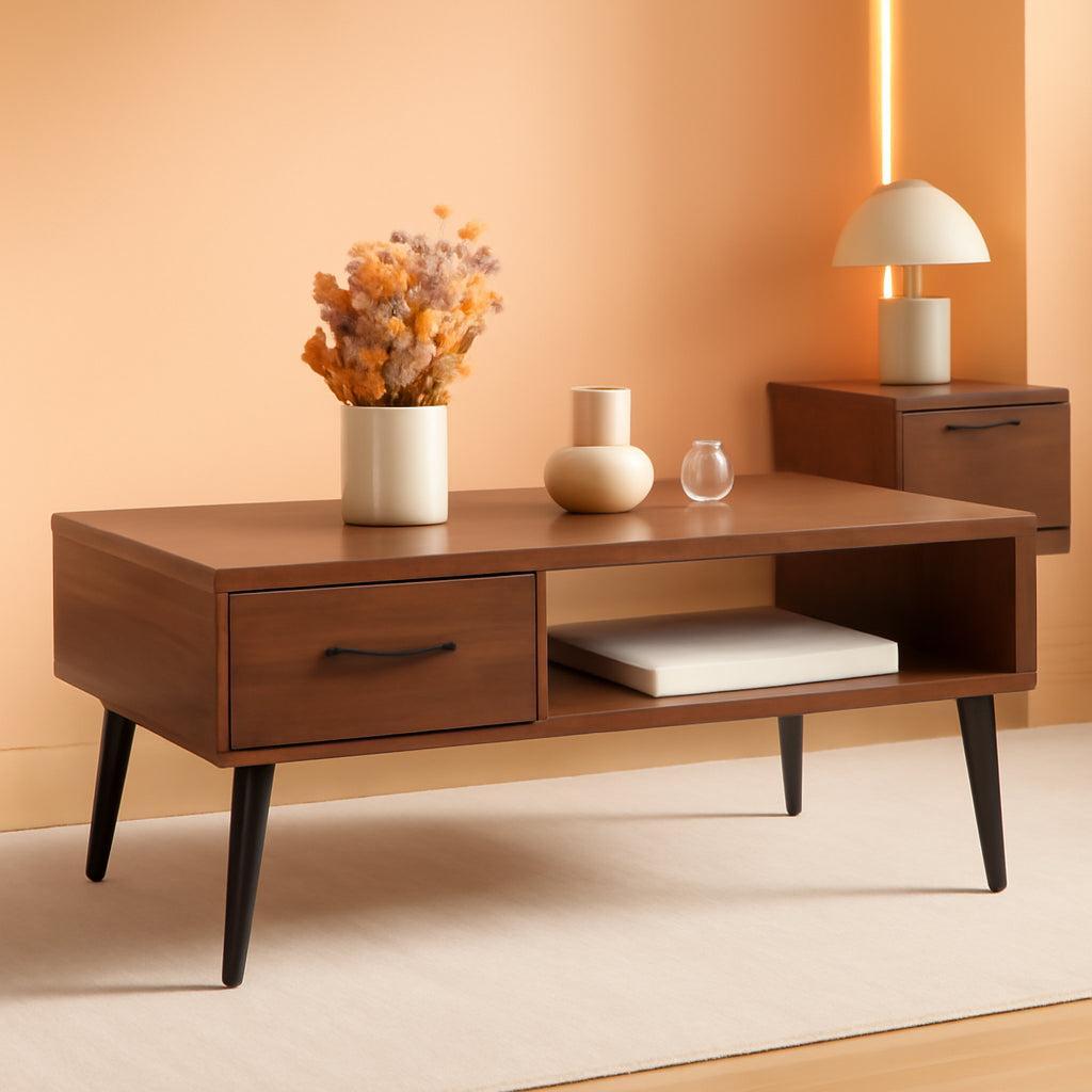 Timeless Walnut Coffee Table With Generous Storage