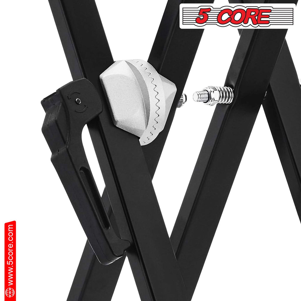 5Core Keyboard Stand Double X Style Adjustable Piano Riser For 49 To 88 Keys + Gear-1