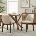 Beige Upholstered Dining Chairs With SolidWood Legs