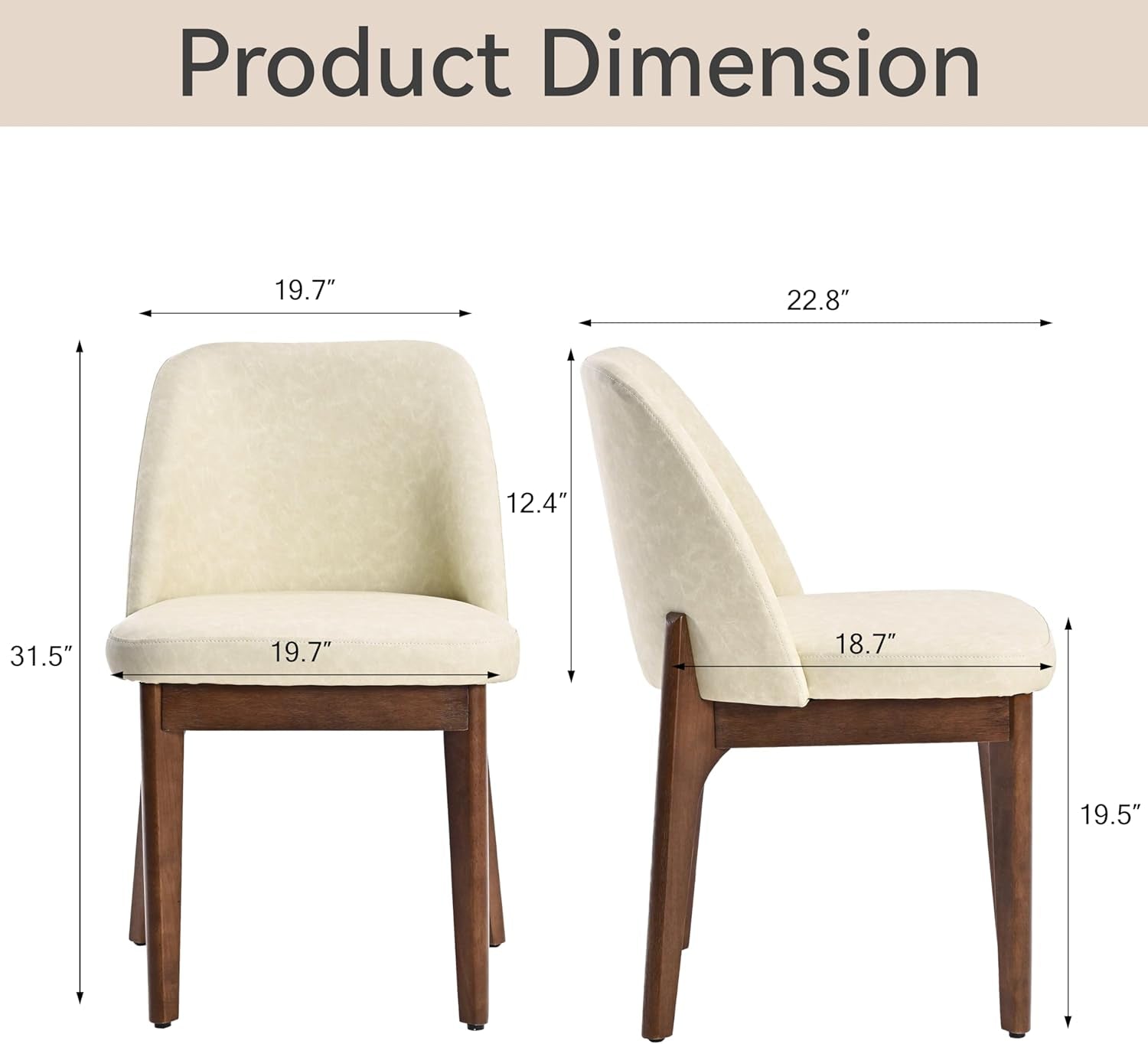 Beige Upholstered Dining Chairs With SolidWood Legs