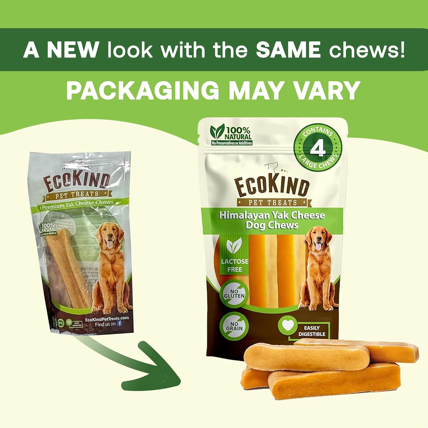 Gold Yak Chews for Large Dogs (1 lb to 5lb Bags)