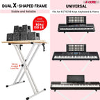 5Core Keyboard Stand Double X Style Adjustable Lift Piano Riser For 49 To 88 Keys WHITE-2