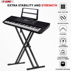 5Core Keyboard Stand Double X Style Adjustable Lift Piano Riser For 49 To 88 Keys BLACK-4