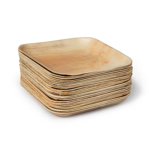 Palm Leaf Plates Square Dinner ALL SIZES Plates 4"-10" Inch (Set of 100/50/25)