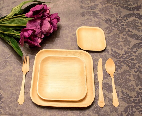 Palm Leaf Plates Square Dinner ALL SIZES Plates 4"-10" Inch (Set of 100/50/25)