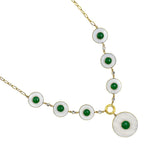 18K Gold Plated Mother Of Pearl, Green Onyx & Zircon Necklace Earrings Set TT01024