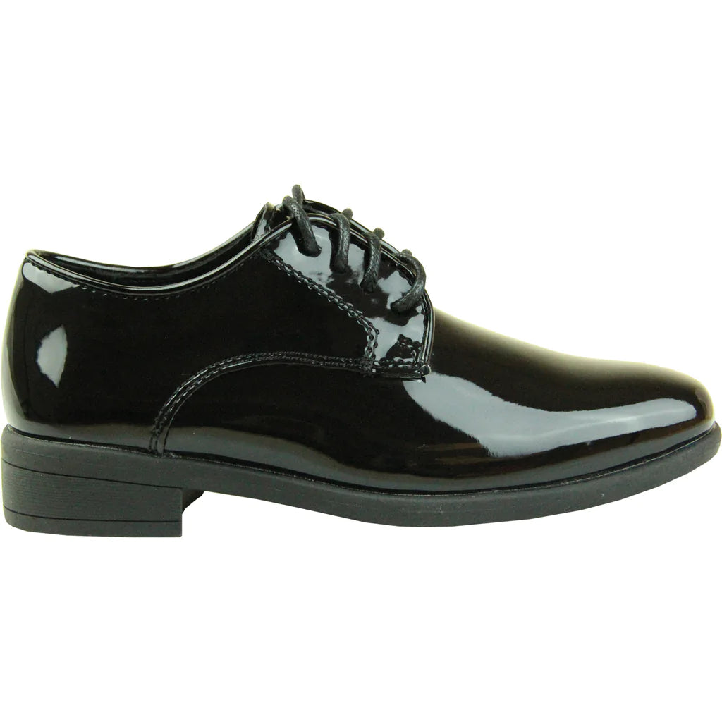 VANGELO Boy TUX-12KID Dress Shoe Formal Tuxedo for Prom & Wedding Black Patent