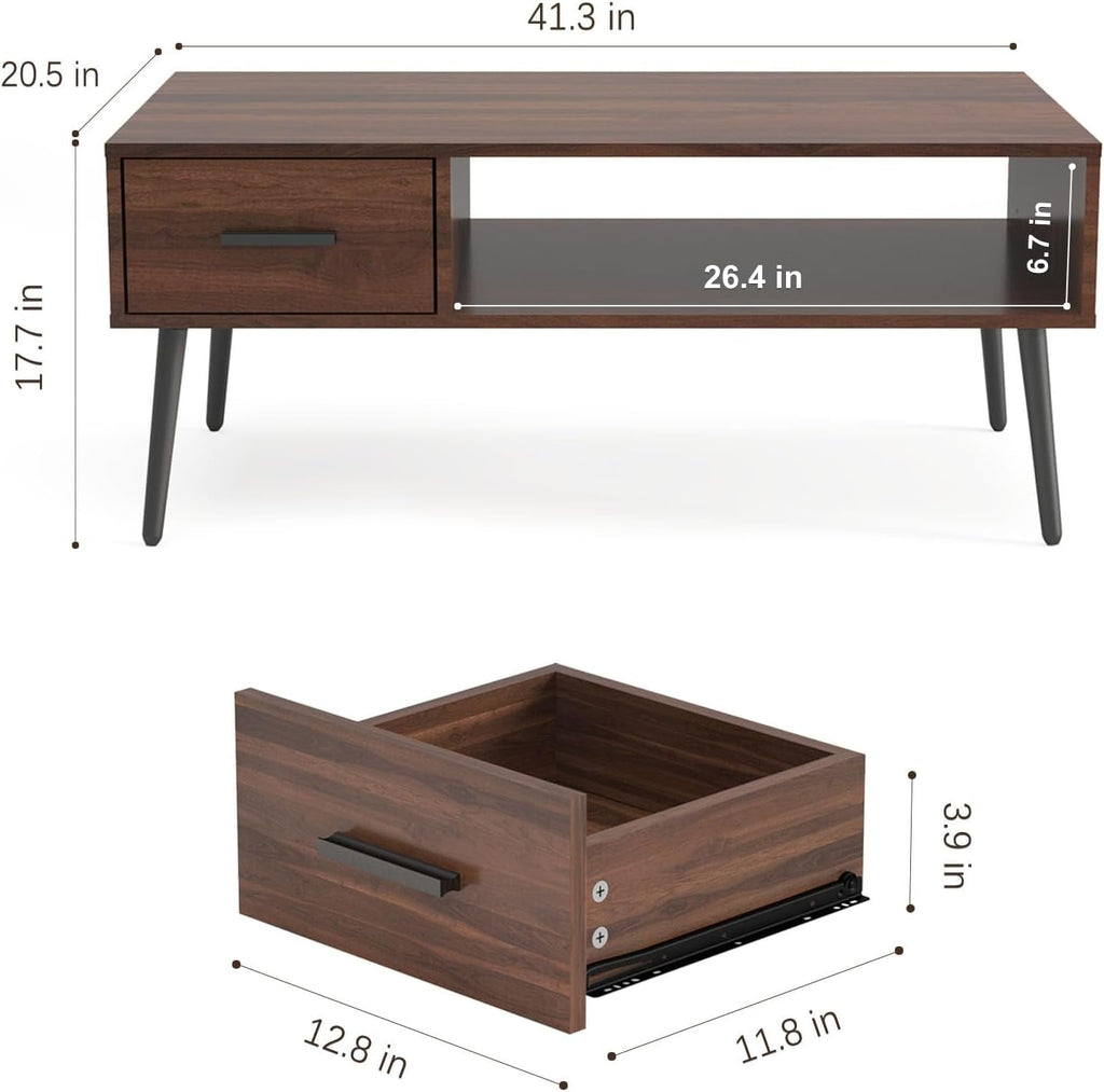 Timeless Walnut Coffee Table With Generous Storage