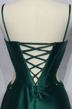 Strapless Satin Corset Prom Gown with Illusion Cutouts