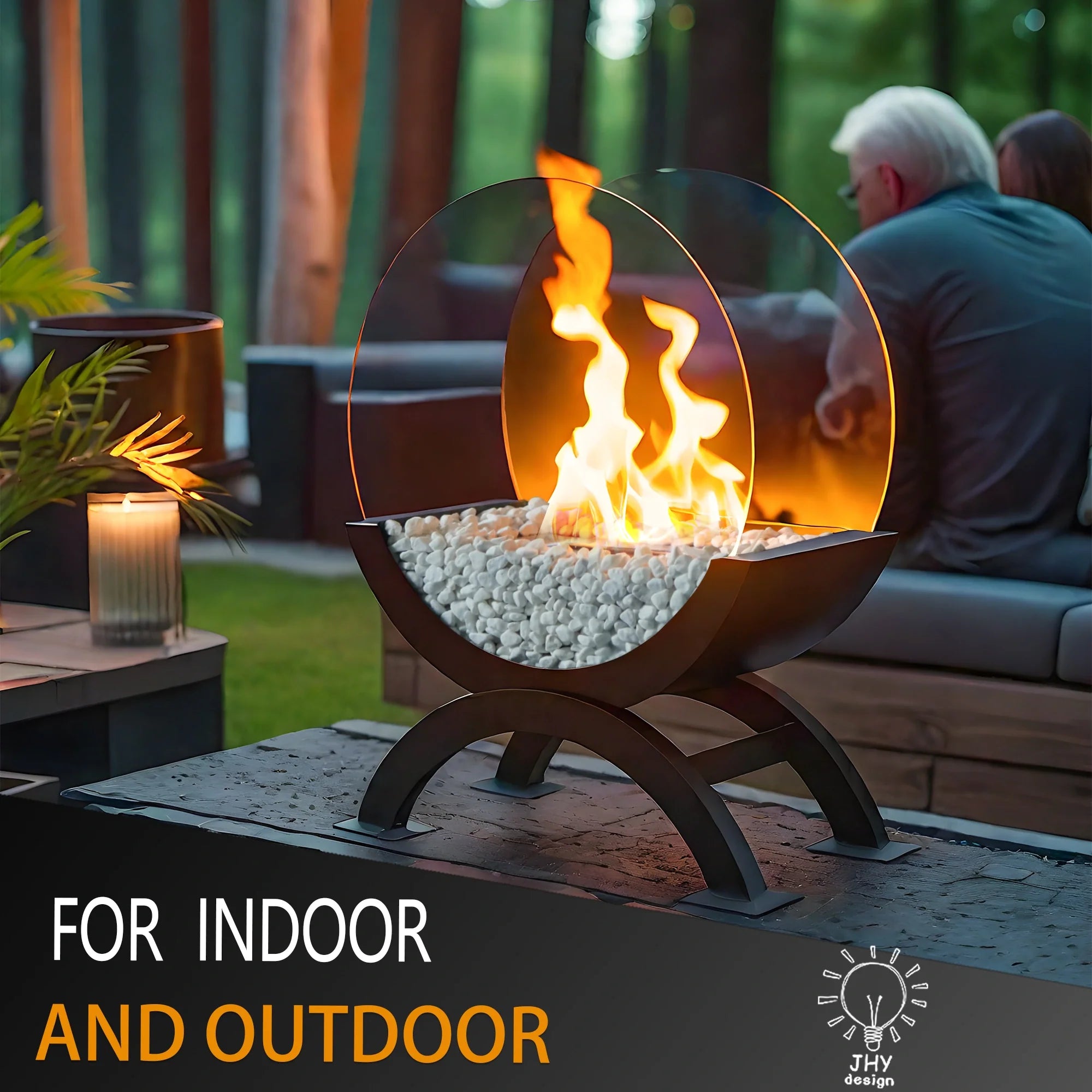 48cm H Portable Round Tabletop Fireplace（Currently available in Europe）