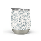 Blue Gray Flower Stemless Wine Tumbler
